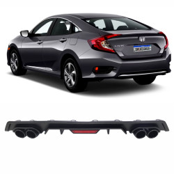 DIFUSOR HONDA CIVIC G10 COM BRAKE LIGHT SAIDA FAKE DUPLA PRETO FOSCO Vo6