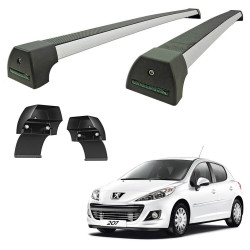 RACK TETO PEUGEOT 206 207 HATCH SEDAN 4 PORTAS MODELO SPORT ALUMÍNIO ANODIZADO LONG LIFE