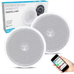 KIT COM 1 ARANDELA REDONDA ATIVA BLUETOOTH + 1 ARANDELA REDONDA BRANCA PASSIVA 70 RMS