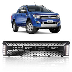 GRADE DIANTEIRA MODELO RAPTOR RANGER 2013 ATE 2015 PRETA COM LED MK2 