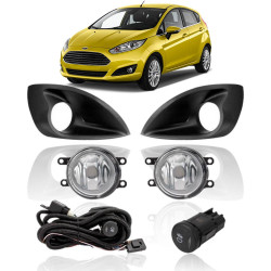 KIT FAROL DE MILHA FIESTA 2010 ATE 2014  BOTAO MODELO ORIGINAL COM GRADE SHOCKLIGHT SL-100510