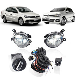 KIT FAROL DE MILHA GOL G7 VOYAGE G7 2016 EM DIANTE COM GRADE CROMADA BOTAO MODELO ORIGINAL CROMADO S