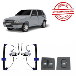 KIT VIDRO ANTIESMAGAMENTO FIAT UNO FIRE MILLE FIORINO 2005 ATE 2013 VM 4 PORTAS DIANTEIRO TRAGIAL PA