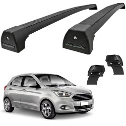 RACK TETO KA HATCH SEDAN 15 EM DIANTE 4 PORTAS MODELO SPORT ALUMÍNIO ANODIZADO PRETA LONG LIFE