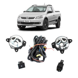 KIT FAROL DE MILHA SAVEIRO TREND TROPPER G6 2013 EM DIANTE SEM GRADE BOTAO MODELO ORIGINAL SHOCKLIGH